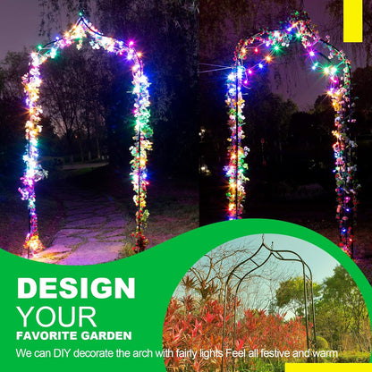 Garden Arch Trellis 14.2" L x 46.5" W x 98.4" H, Black Iron Arbor, Courtyard Arbor Trellis for