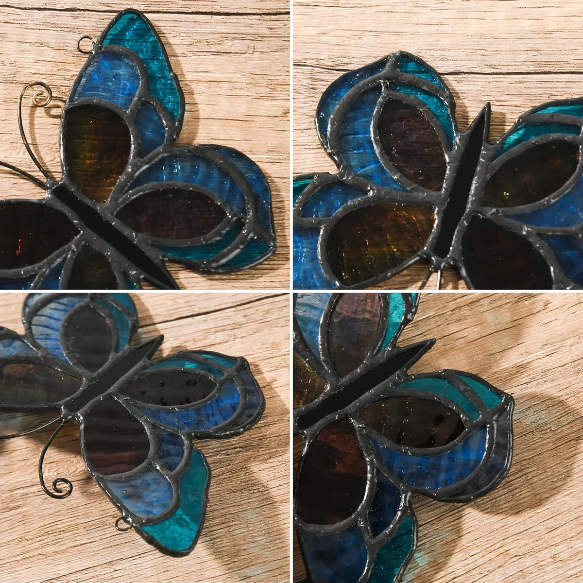 Blue Butterfly Suncatcher for Window Stained Glass Window Hanging Butterfly Gift for Mom, Women