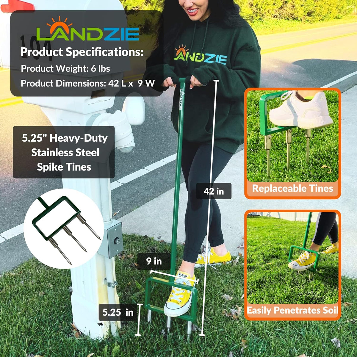 Landzie Lawn Aerator Replacement Tines - Set of 3 Spike Tines for Aerator Lawn Tool - 3 Heavy Duty
