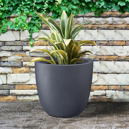 Kante 18 Inch Dia Round Concrete Planter, Indoor Outdoor Large Plant Pot with Drainage Hole and