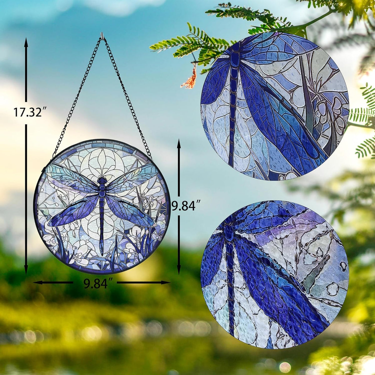 Dragonfly Decor Suncatcher Stained Glass Window Hanging - Handmade Artistic Suncatchers for Windows