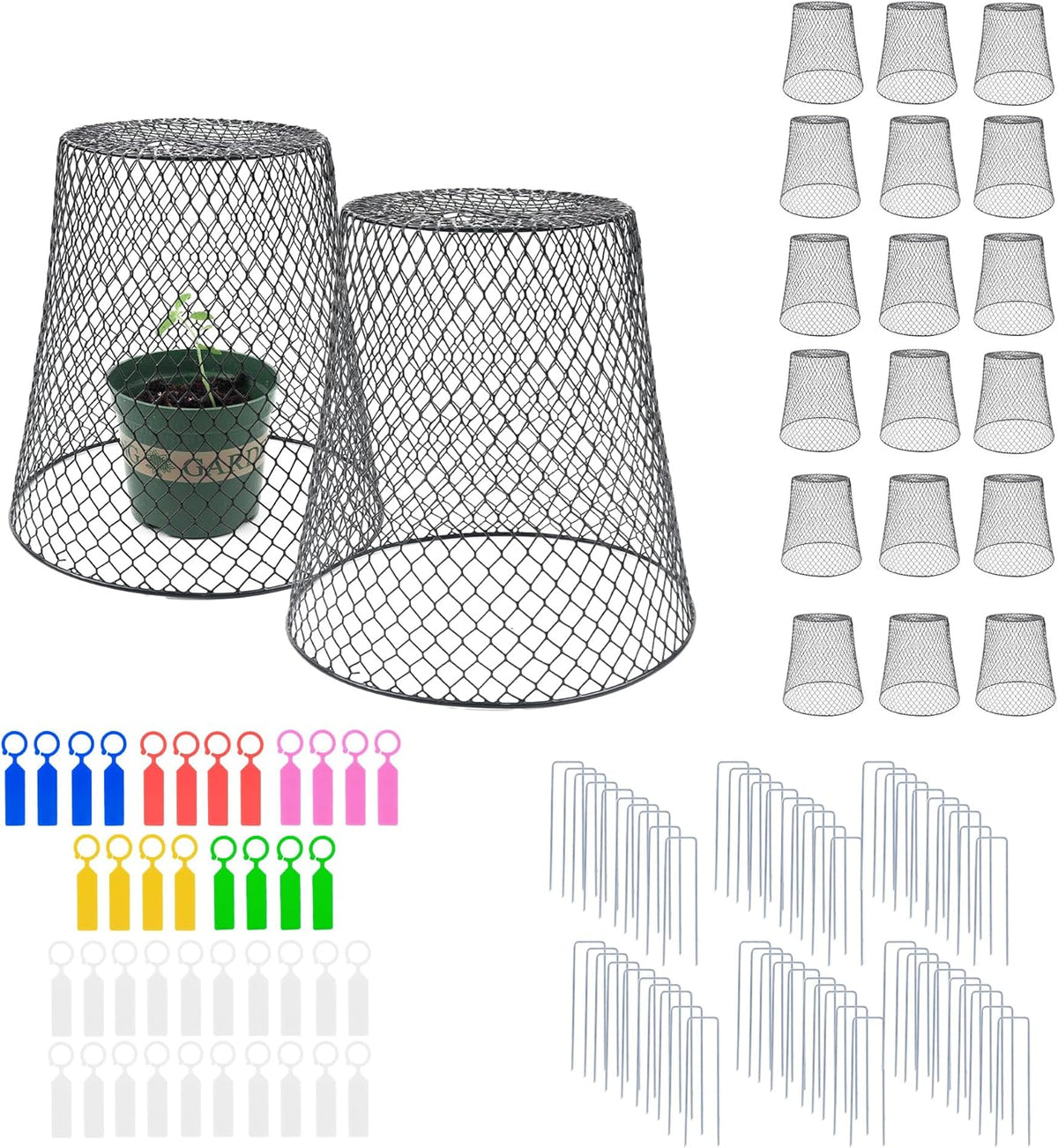 20Pcs Chicken Wire Cloche Plant Covers, 9.2×9.2 Inches Plant Protectors from Animals, Metal Garden