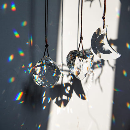 H&D HYALINE & DORA Clear Suncatcher Crystal Prism Ball Heart Moon Window Decor Ornament,Hanging