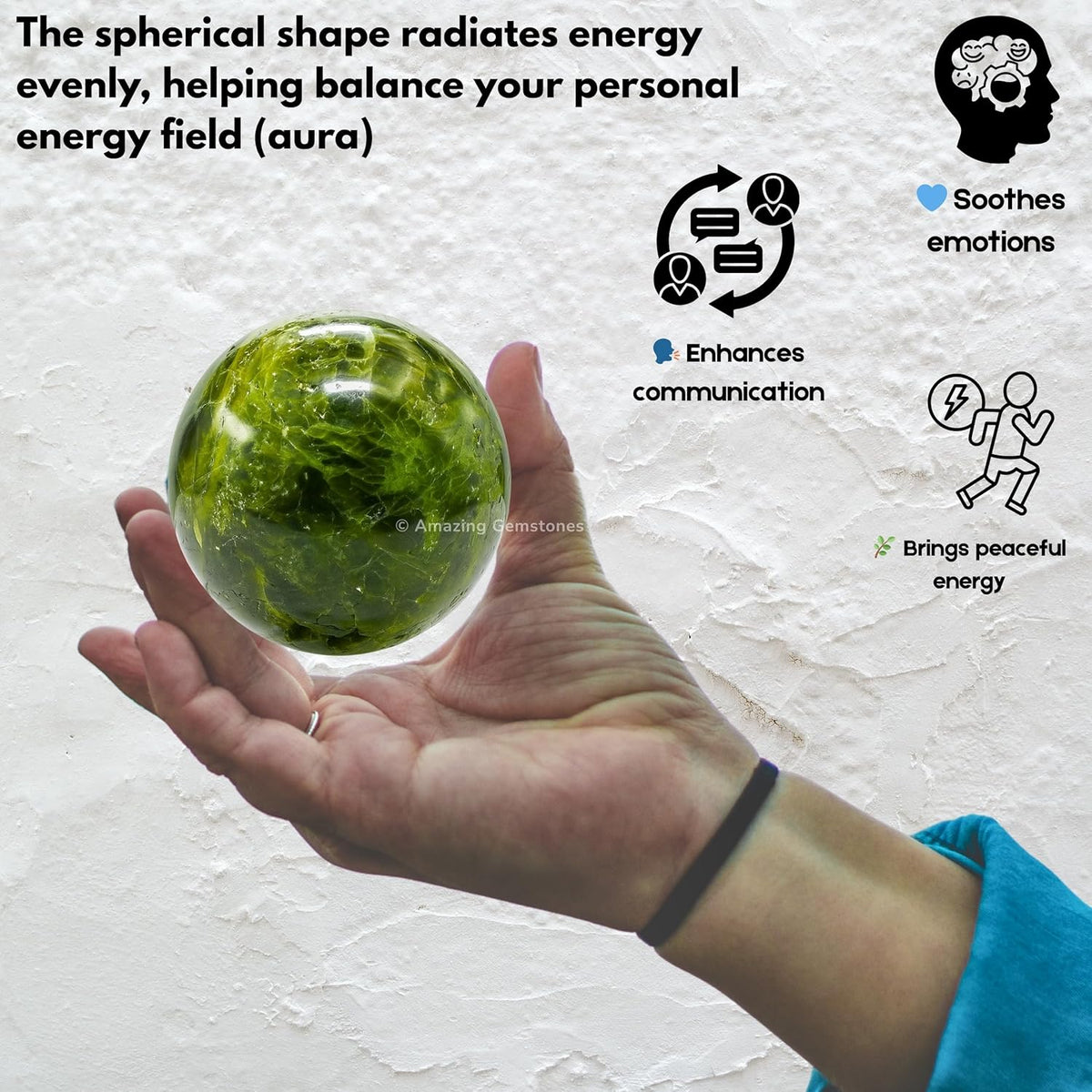Amazing Gemstone Green Tourmaline in Matrix Crystal Ball with Stand - 2 Inches Crystal Sphere