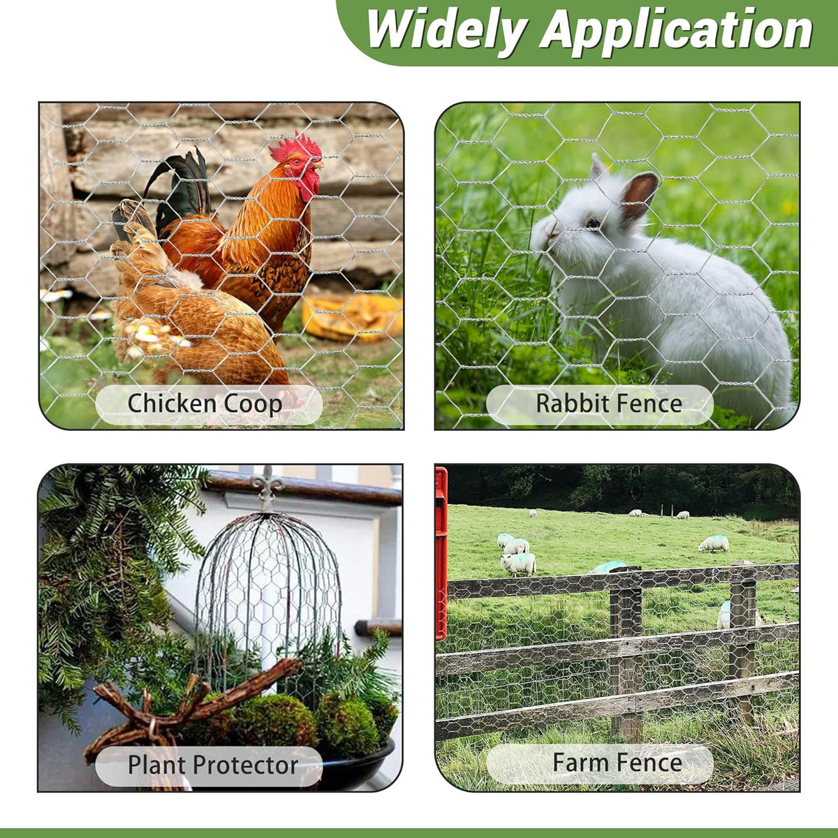 Chicken Wire Fencing Mesh, Galvanized Hexagonal Floral Chicken Wire, Outdoor Anti-Rust Chicken Wire