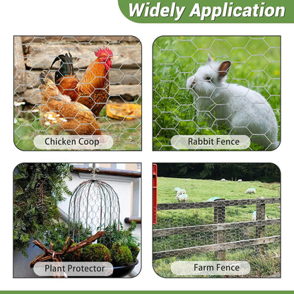 Chicken Wire Fencing Mesh, Galvanized Hexagonal Floral Chicken Wire, Outdoor Anti-Rust Chicken Wire