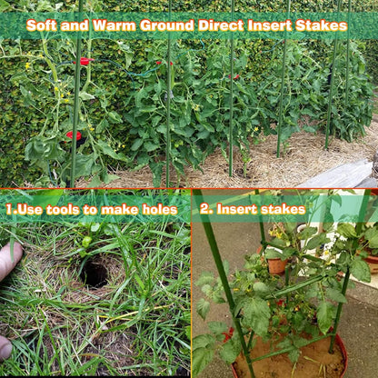 Xiny Tool Garden Stakes, 25 Pack 4 Ft Steel Plant Garden Tomato Stakes with Plastic Coat for