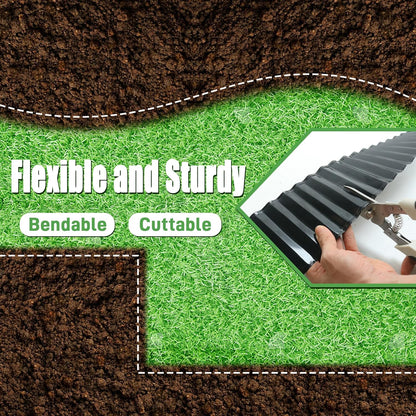 Metal Corrugated Garden Edging, 4" x 50Ft Landscape Edging for DIY Flower Beds, Flexible Bender
