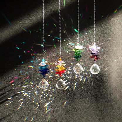 HDCRYSTALGIFTS 4PCS Crystal Hanging Sun Catchers for Window Indoor Rainbow Maker Suncatchers