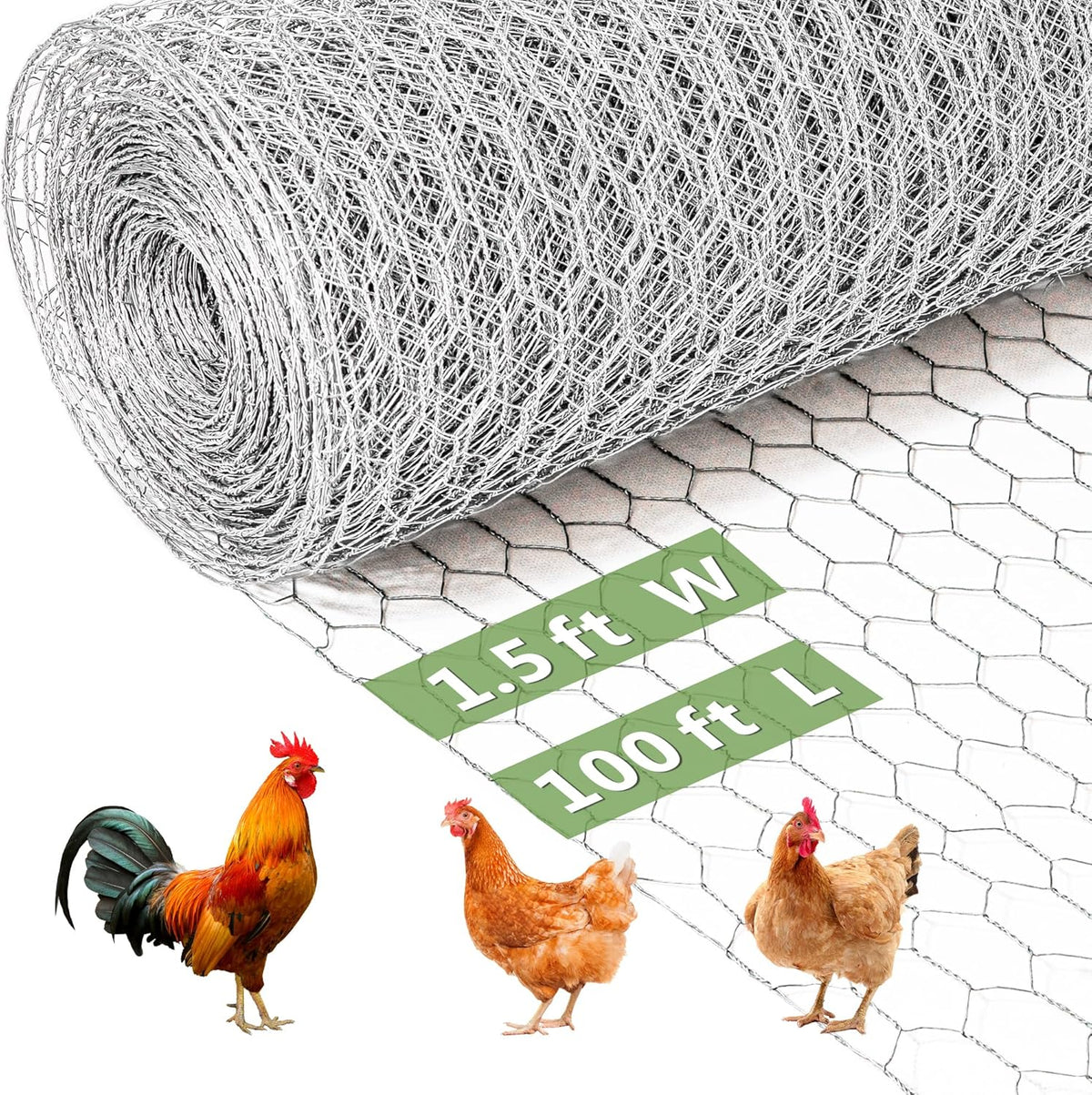 Chicken Wire Fencing Mesh, Galvanized Hexagonal Floral Chicken Wire, Outdoor Anti-Rust Chicken Wire