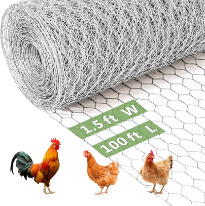 Chicken Wire Fencing Mesh, Galvanized Hexagonal Floral Chicken Wire, Outdoor Anti-Rust Chicken Wire