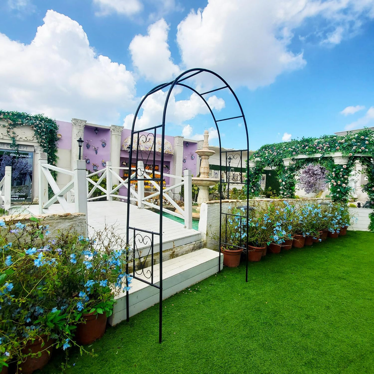 6.9ft H X 4.1ft W Metal Garden Arch Trellis, Garden Arbor for Climbing Plants, Wedding Arch Arbor
