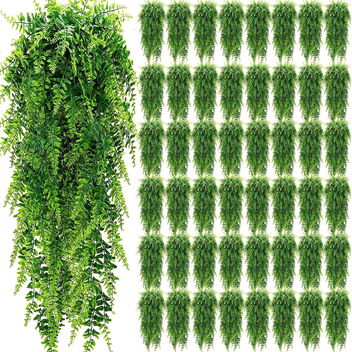 Geosar 56 Pcs Artificial Hanging Plants 32 Inch Hanging Boston Ferns Plastic Fake Plants for Wall