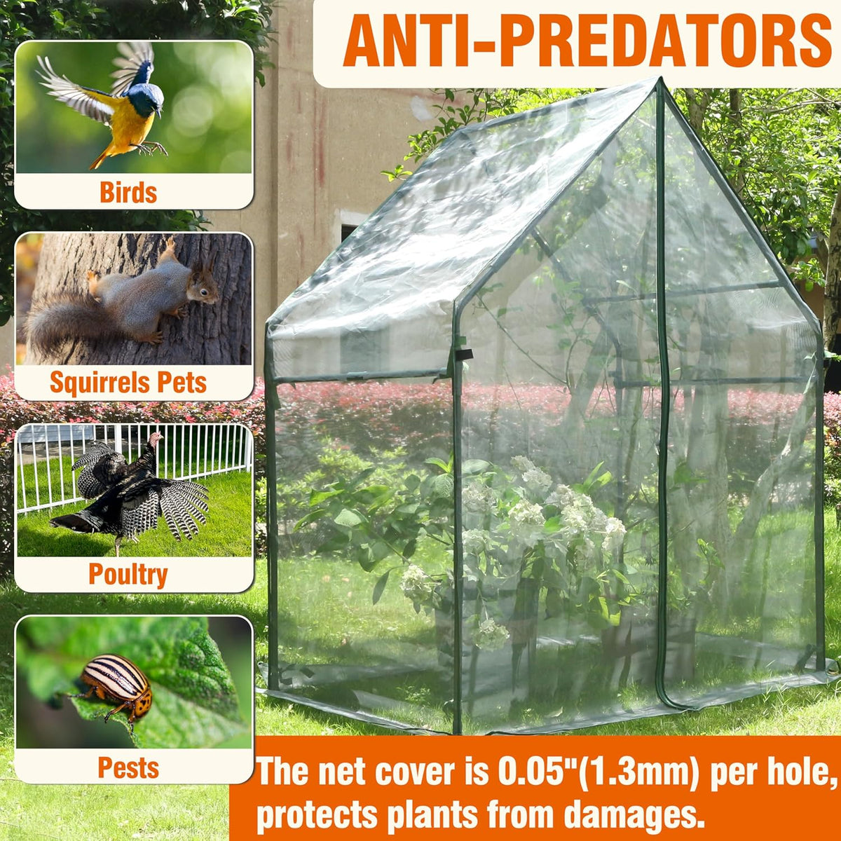 Gardzen Mini Greenhouse with Mesh Cover, Portable Outdoor Greenhouse, Enhanced Ventilation, Ideal