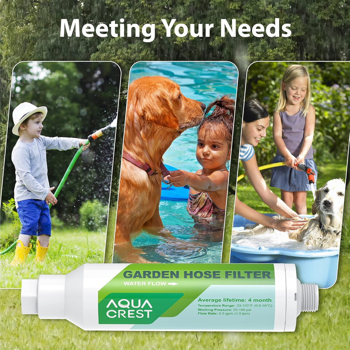 AQUACREST Garden Hose Water Filter for Plants, Greatly Reduces Chlorine, Odor, Improve Plants