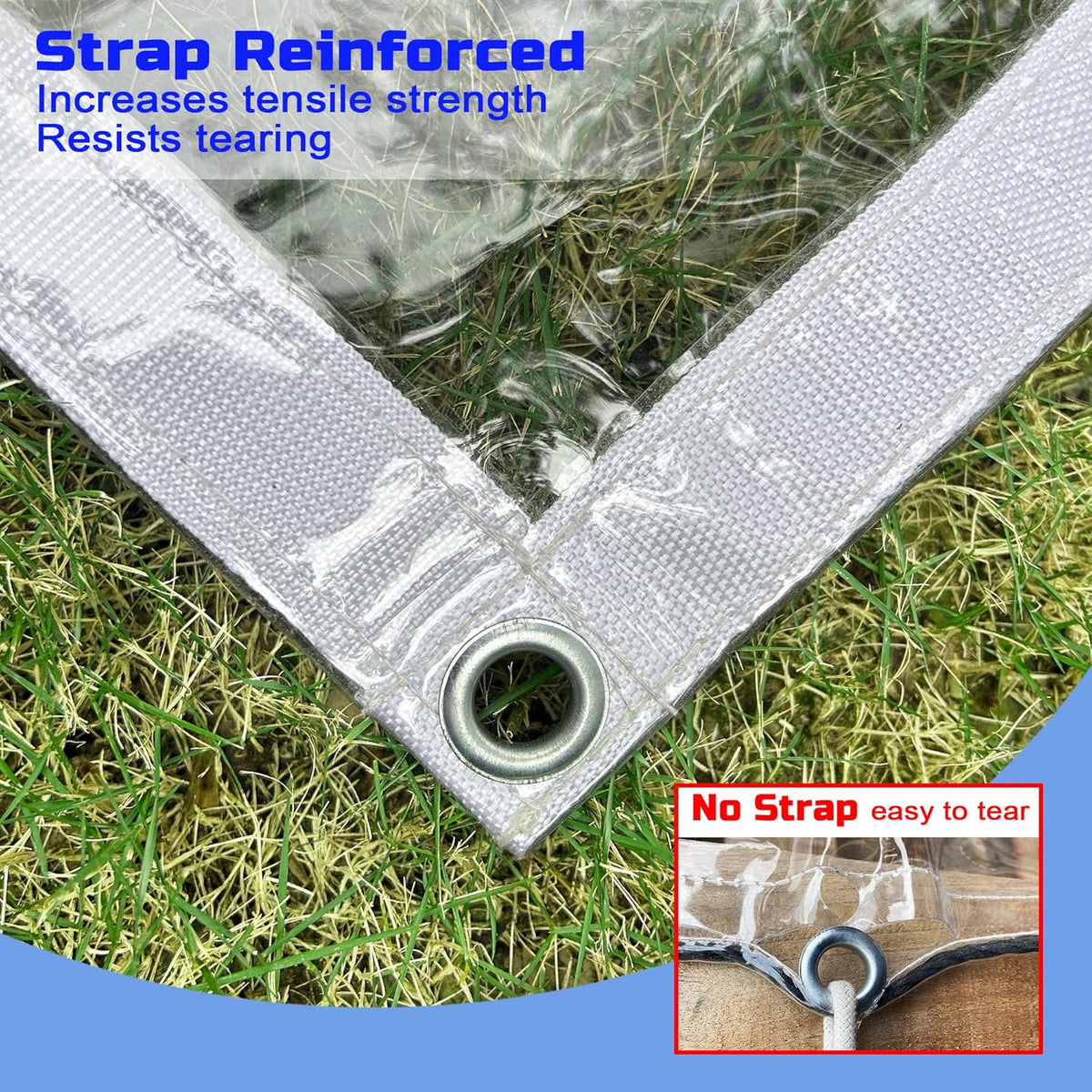 Clear Tarp 5 x 7FT, 20 Mil Clear Vinyl Tarp, Small Cover Plastic Sheeting with Grommets