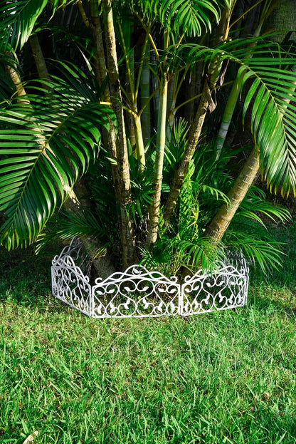 Evelyne Decorative Garden Border Edging: Faux Wrought Iron Leaf & Bird Design