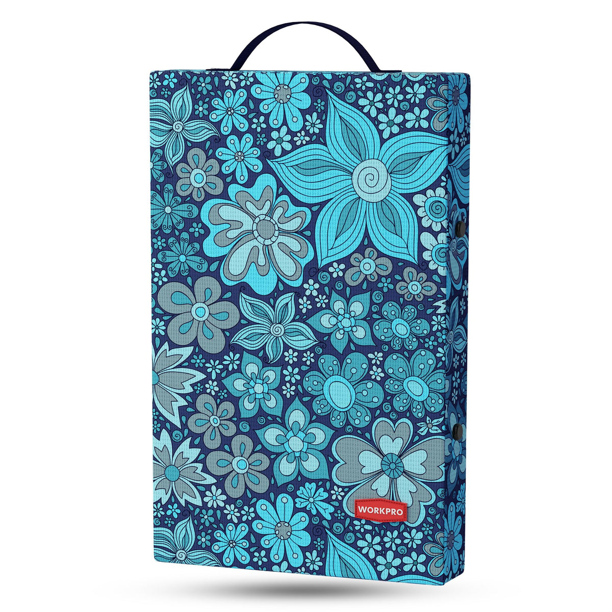 WORKPRO 17" Kneeling Pad with Removable Cover, Blue Floral Printing