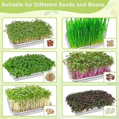 Stainless Steel Sprouts Growing Kit 4-Tier 14 inch Trays, Microgreens Growing Kit, Seed Sprouting