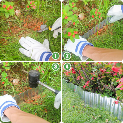 Metal Corrugated Garden Edging, 4" x 50Ft Garden Edging Border for Garden and Flower Bed, Landscape