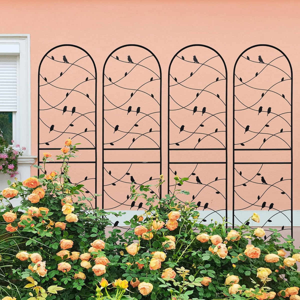 4 Pack Metal Garden Trellis 71" Tall Outdoor Climbing Plant Support for Roses, Flowers, Rustproof