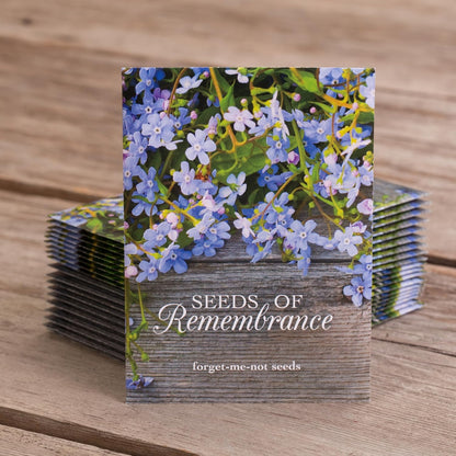 Bentley Seed Co. | Seeds of Remembrance | Pre Filled Non-GMO, Non-Coated Forget Me Not Seeds