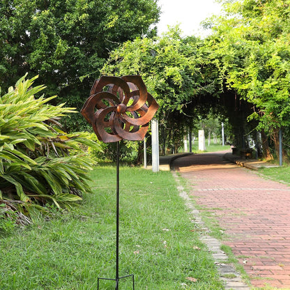 WONDER GARDEN Wind Spinner - Wind Spinners Outdoor, Outdoor Metal Windmills, 4.4 Ft Retro Brown