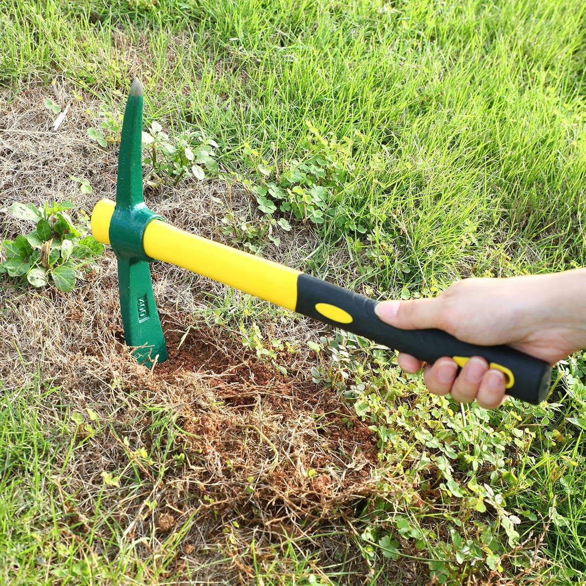 Lothee 6 PCS Pick Mattock Hoe 15 Inch Heavy Duty 1.5Lbs Forged Garden Pick Axe with Rubber Non-Slip