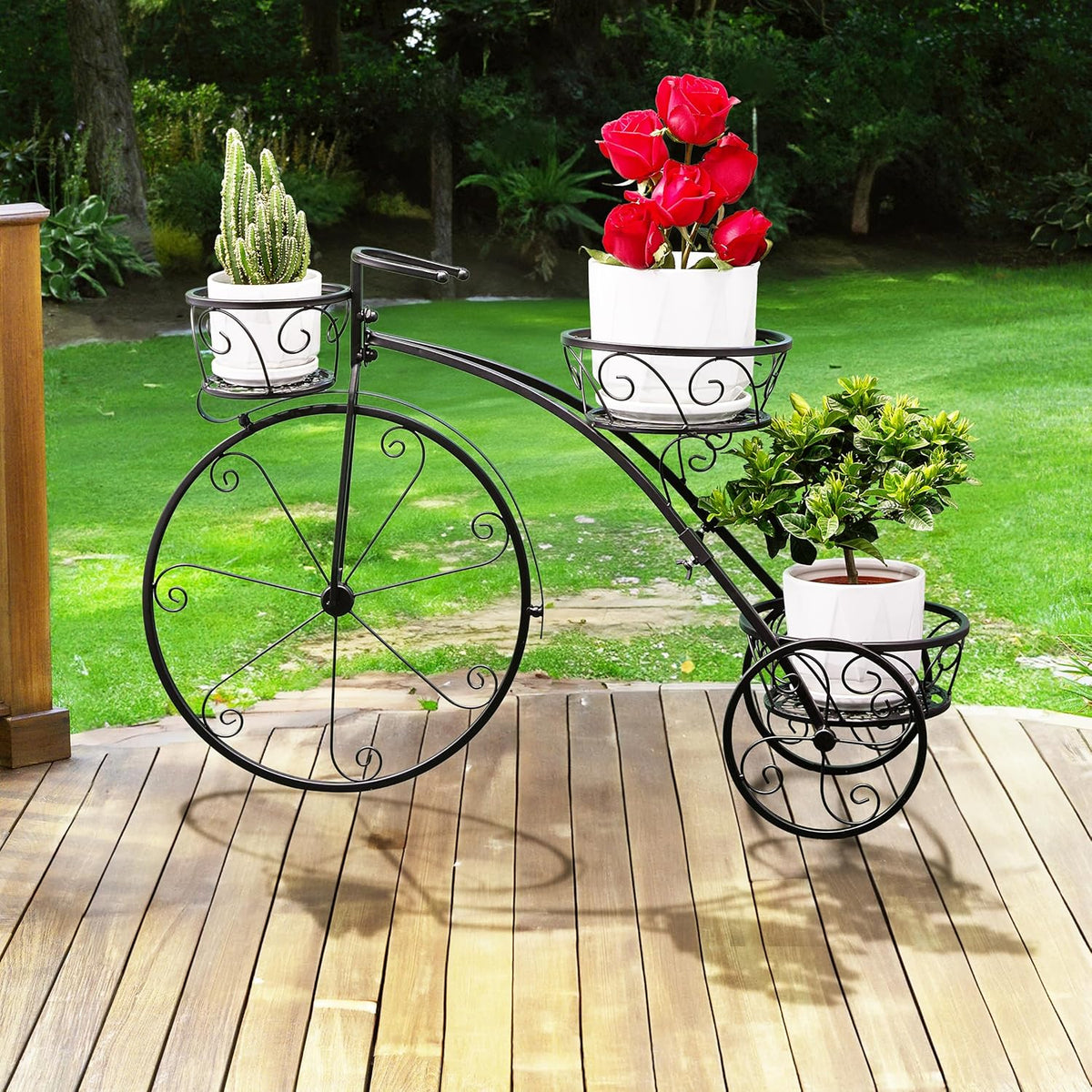 Sorbus Tricycle Plant Stand - Flower Pot Cart Holder - Ideal for Home, Garden, Patio - Great Gift