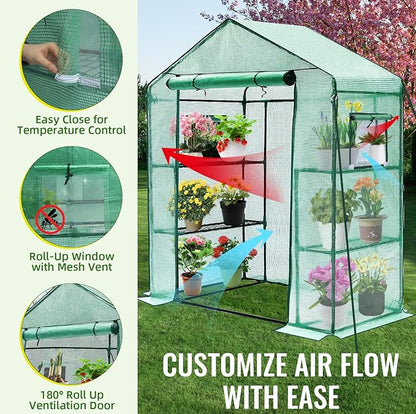 Greengro Greenhouse, 28 x 57 x 76'' Greenhouses for Outdoors, Small Plant Green House with Screen