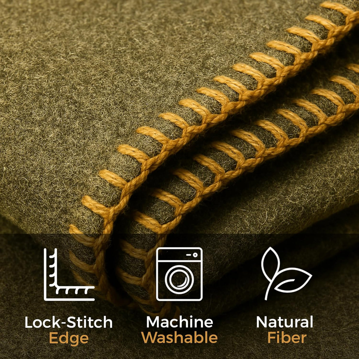 Wool Camping Blanket – 70% Wool Heavy-Duty Military Style Throw, Warm & Washable, Fire Retardant