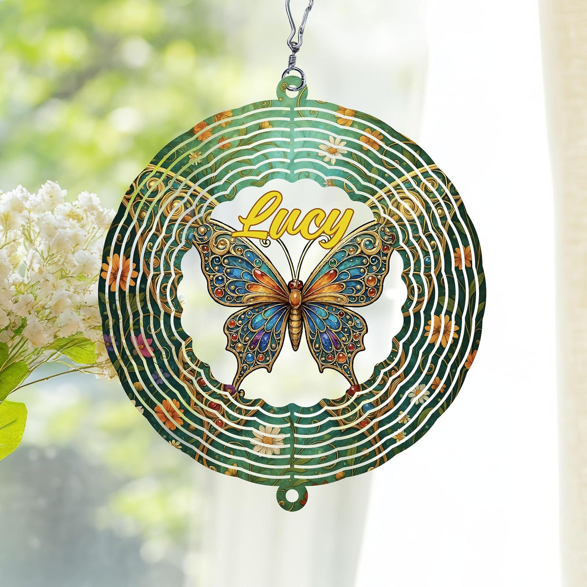 Personalized Butterfly Wind Spinner 3D Stainless Steel, Butterfly Garden Spinner Hanging Outdoor