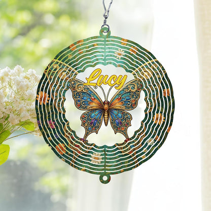 Personalized Butterfly Wind Spinner 3D Stainless Steel, Butterfly Garden Spinner Hanging Outdoor