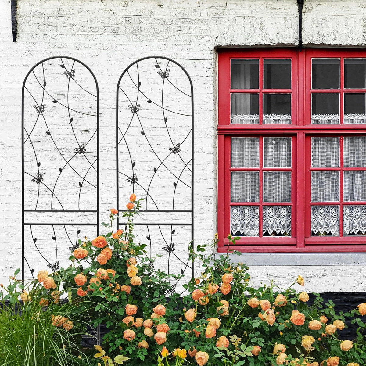2 Pack Metal Garden Trellis 86.7" Tall Outdoor Climbing Plant Support for Roses, Flowers, Rustproof