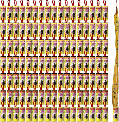 Qualirey 160 Pack Fly Strips Sticky Fly Trap Indoor Outdoor Hanging Fly Ribbon Tape Paper Flying