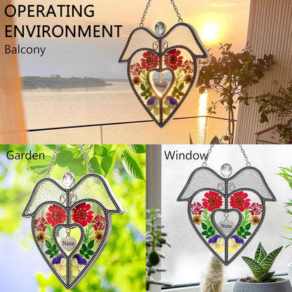 KY&BOSAM Angel Heart Suncatcher Nana Gifts Stained Glass Window Hangings Wind Chiem Ornament with