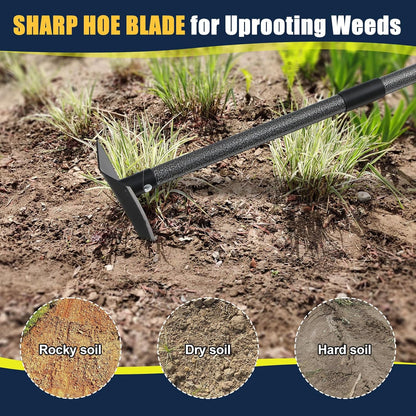 Professional Triangle Hoe with Detachable Shaft - Extra Wide 9.5" Sharpened Blade for Farm/Garden