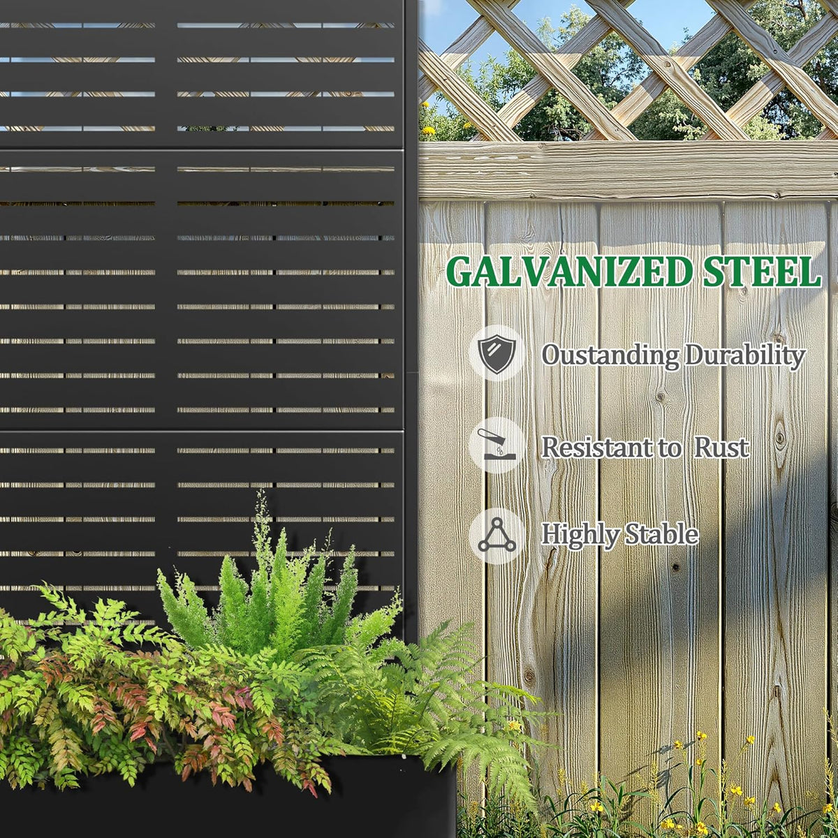Metal Raised Garden Bed with Trellis, 2 in 1 Trellis with Planter Box & Privacy Screen for Climbing