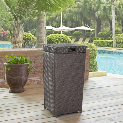 Crosley Furniture Palm Harbor Resin Wicker Outdoor Trash Can With Lid for Backyard, Patio, Deck