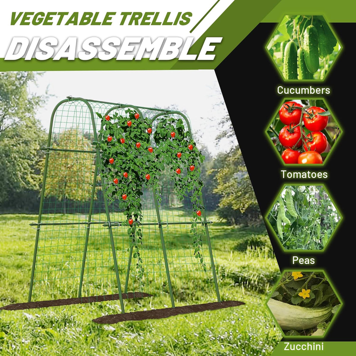 Extra Tall Metal Arch Trellis, 71X71 inch U-Shape Garden Trellis with Netting, Rust-Resistant PE