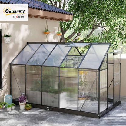 Outsunny 6' x 10' Greenhouse for Outdoors, Polycarbonate Greenhouse with Rain Gutter and Roof Vent