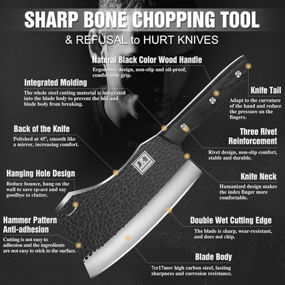 ENOKING 7.1″ Butcher Knife & Chef’s Knives – Hand Forged High Carbon Stainless Steel, Full Tang for