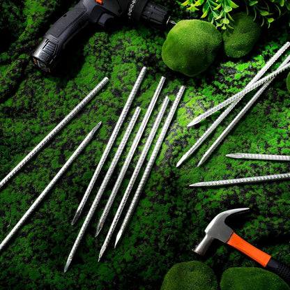 Gisafai 24 Pcs 12 Inch Ground Rebar Stakes Heavy Duty Ground Anchors Steel Plant Support Garden