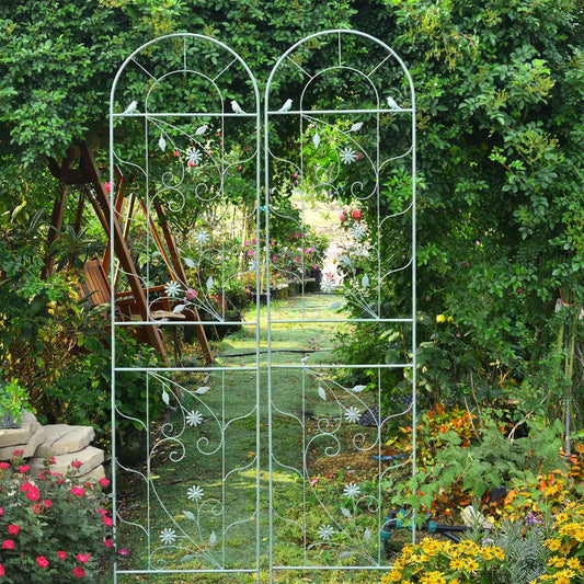 Sungmor Large Metal Garden Trellises for Climbing Plants - 82.5 Inch Tall & 2PC Green Pack