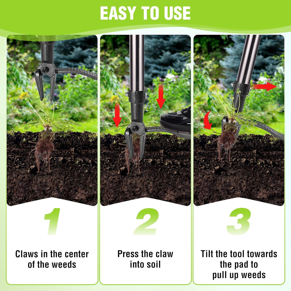 WORKPRO Weed Puller Tool with Long Adjustable Handle (33", 46"), Stand Up Heavy Duty Weed Remover