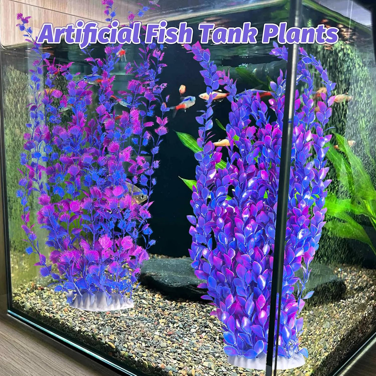 Hamiledyi Aquarium Plastic Plants Aquarium Decor Artificial Fish Tank Plants,Tall Fish Tank