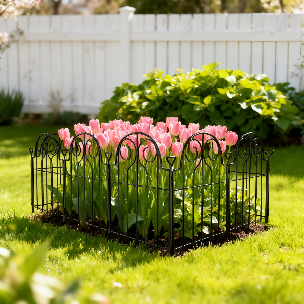 Decorative Garden Fence 17in x10ft,10 Panels Rustproof Metal No Dig Fence