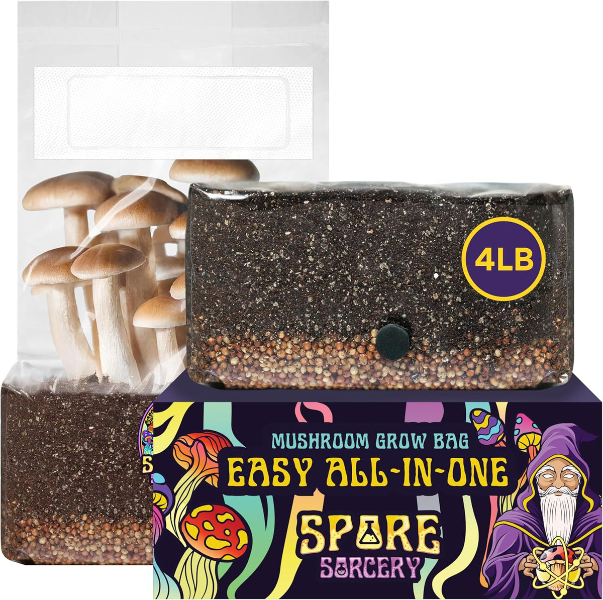 4 LB All-in-One Grow Bag: Up to 32oz of Mushrooms! Nutrient-Enhanced, Injection Port, Just Add Your