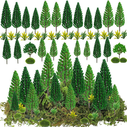 30 Pieces Model Trees Mixed 1.7-6 inch Fake Miniature Trees and Artificial Moss Rocks Diorama