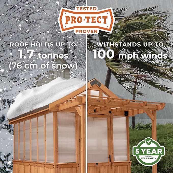 Backyard Discovery Bellerose 9' x 6' Cedar Wood and Polycarbonate Walk-in Greenhouse Kit with